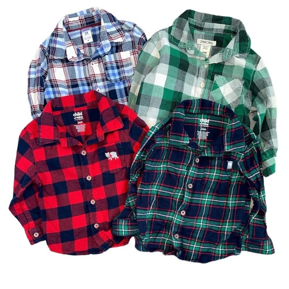 Bundle of 4 Plaid Button Down Shirts Size 24 Months
